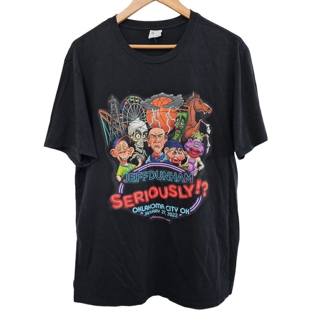Jeff Dunham Seriously!? Oklahoma City 2022 T-Shirt Mens XL Black Graphic Tee